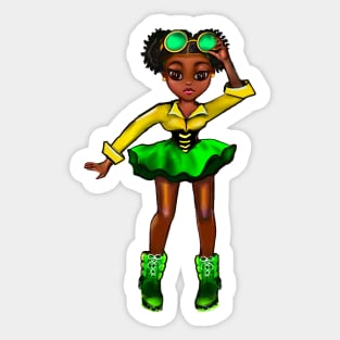 The top 10 best gift ideas for black girls and women. Reggae Rasta Jamaica black girls Anime girl in Jamaican national Flag colours colors Sticker